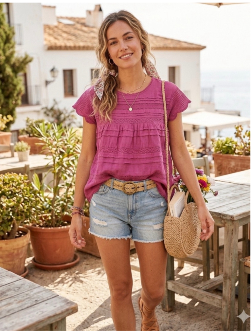 Sundance Aria Lace Pintuck Blouse PS